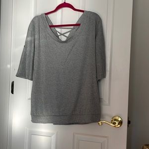 Grey sweater lace back
